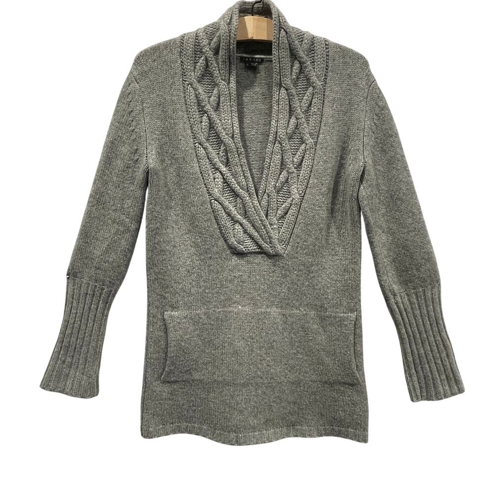 Theory Remy 100% Cashmere Chunky Cabled Shawl Collar Pullover Sweater Size Small